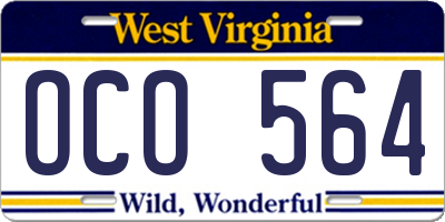 WV license plate OCO564