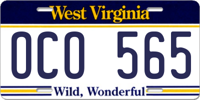 WV license plate OCO565