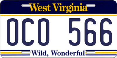 WV license plate OCO566