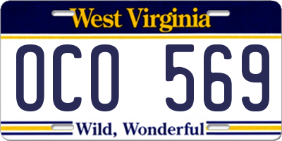 WV license plate OCO569