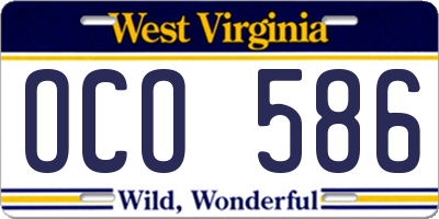 WV license plate OCO586