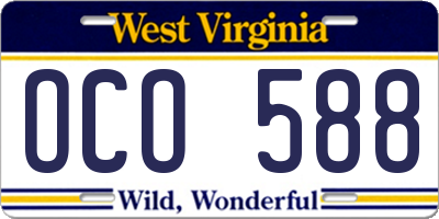 WV license plate OCO588