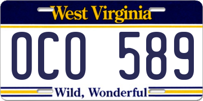 WV license plate OCO589