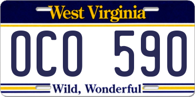 WV license plate OCO590