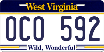 WV license plate OCO592