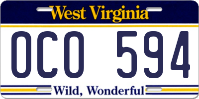 WV license plate OCO594