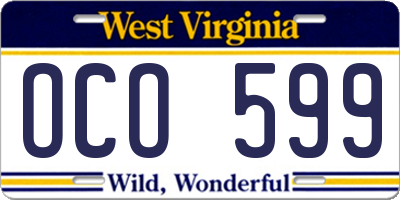 WV license plate OCO599