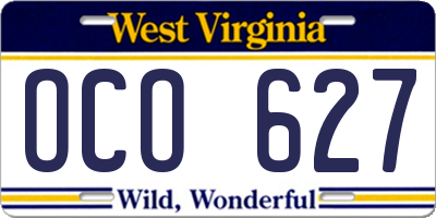 WV license plate OCO627