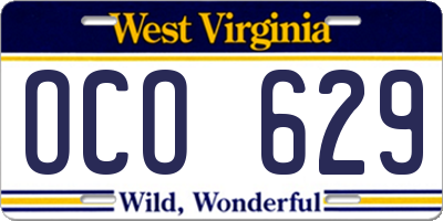 WV license plate OCO629