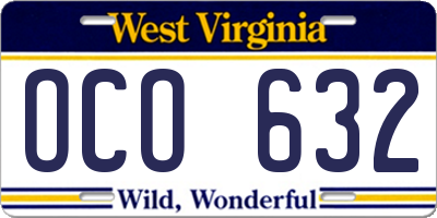 WV license plate OCO632