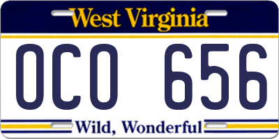 WV license plate OCO656