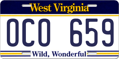 WV license plate OCO659