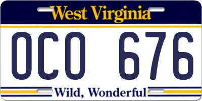 WV license plate OCO676