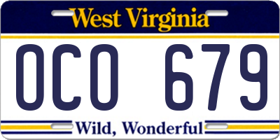 WV license plate OCO679