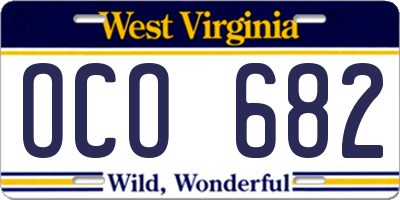 WV license plate OCO682