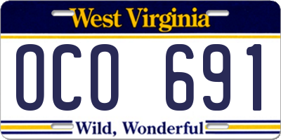 WV license plate OCO691