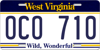 WV license plate OCO710