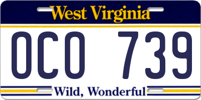 WV license plate OCO739