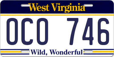 WV license plate OCO746