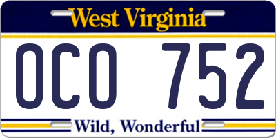 WV license plate OCO752