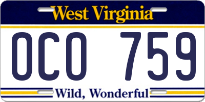 WV license plate OCO759