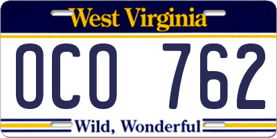 WV license plate OCO762