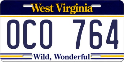 WV license plate OCO764