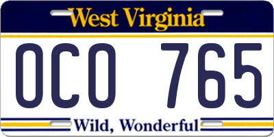 WV license plate OCO765