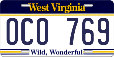 WV license plate OCO769