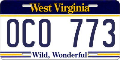 WV license plate OCO773