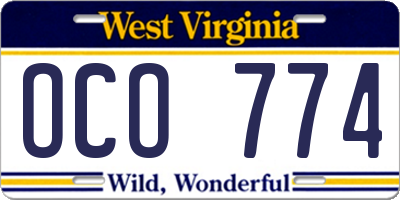 WV license plate OCO774