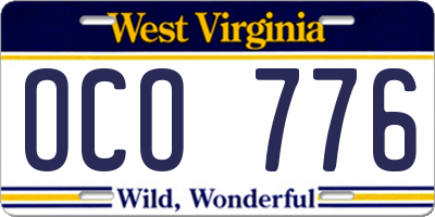 WV license plate OCO776