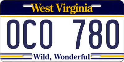 WV license plate OCO780