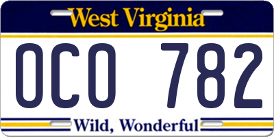 WV license plate OCO782