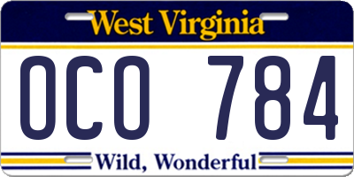 WV license plate OCO784