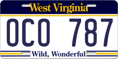 WV license plate OCO787