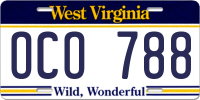 WV license plate OCO788