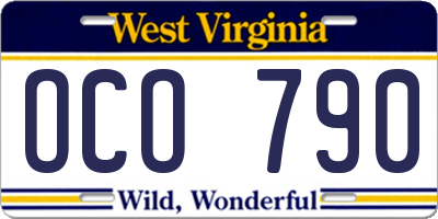 WV license plate OCO790