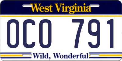 WV license plate OCO791