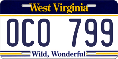 WV license plate OCO799