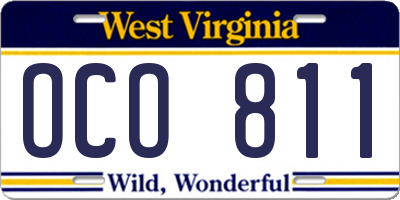 WV license plate OCO811