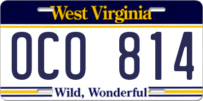 WV license plate OCO814