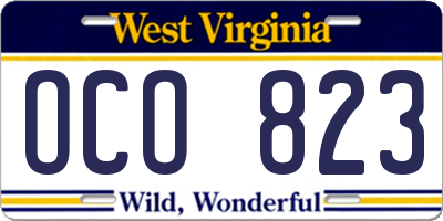 WV license plate OCO823