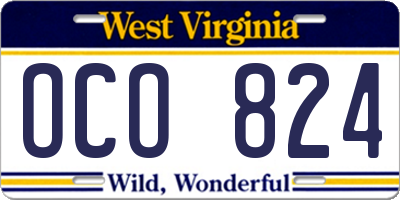 WV license plate OCO824