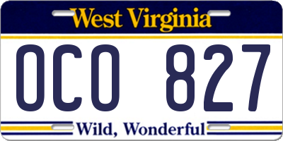 WV license plate OCO827