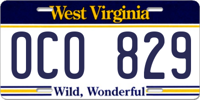 WV license plate OCO829