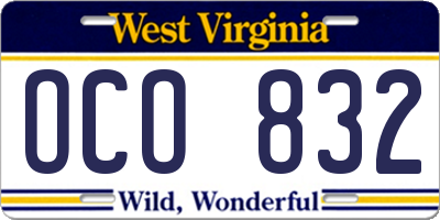 WV license plate OCO832