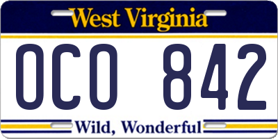 WV license plate OCO842
