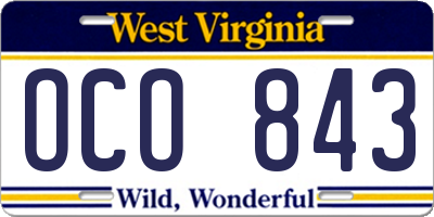 WV license plate OCO843