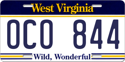 WV license plate OCO844